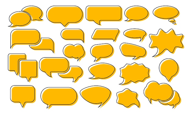 Set di icone vettoriali di bolle di messaggi di chat gialle icone di comunicazione dialogo bolla di dialogo set di icone web
