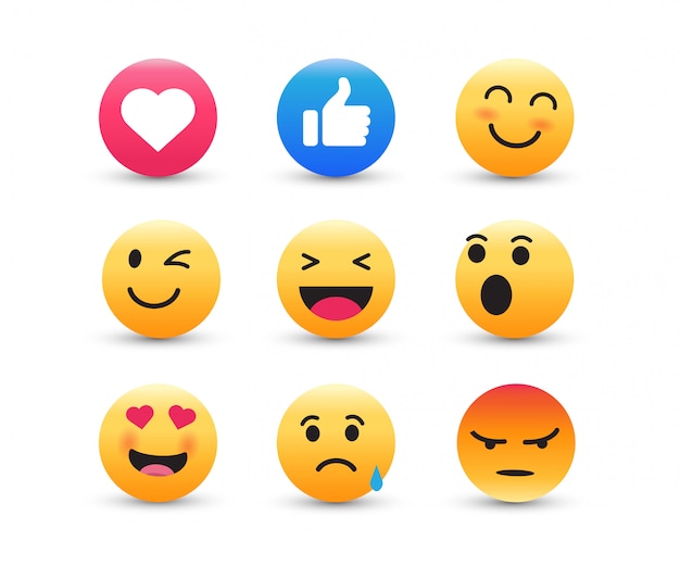 Set of yellow emoticons.