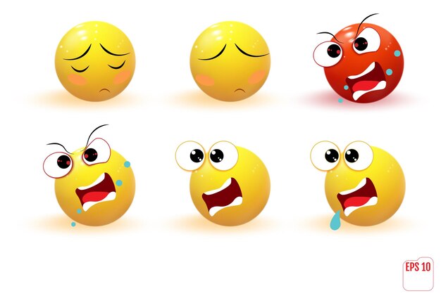 Set of yellow emotions emoji