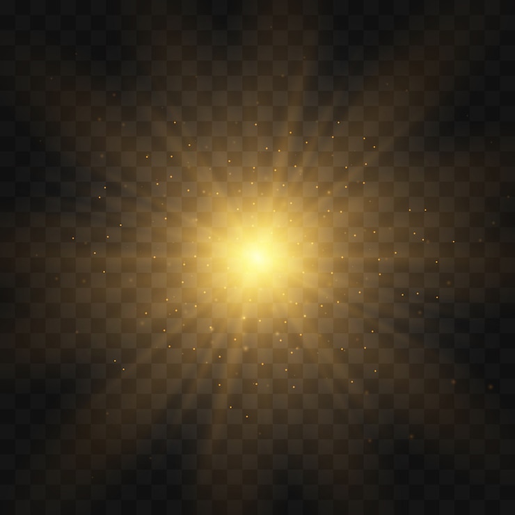 Vector set of yellow  glowing light explodes on a transparent background sparkling magical dust particles. star burst with sparkles. gold glitter bright star. transparent shining sun, bright flash  