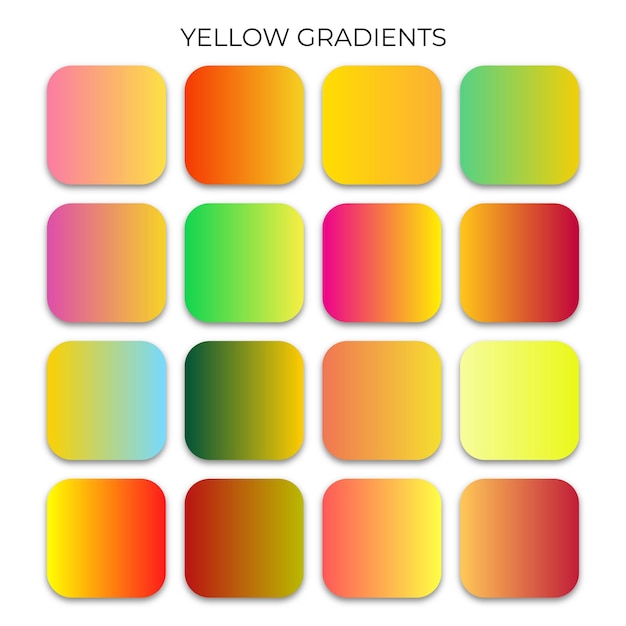 Insieme della palette dei colori del gradiente giallo