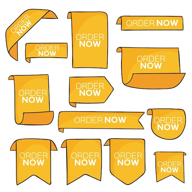 Vector set of yellow order now labels