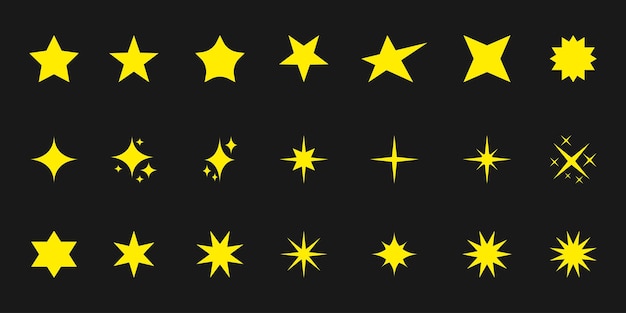 Vector set of yellow shinny star vector icon