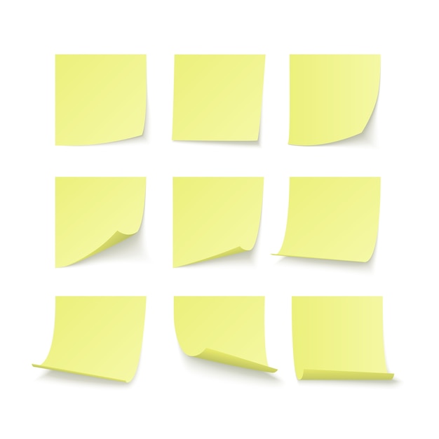 Set of yellow stuck stickers with space for text or message.