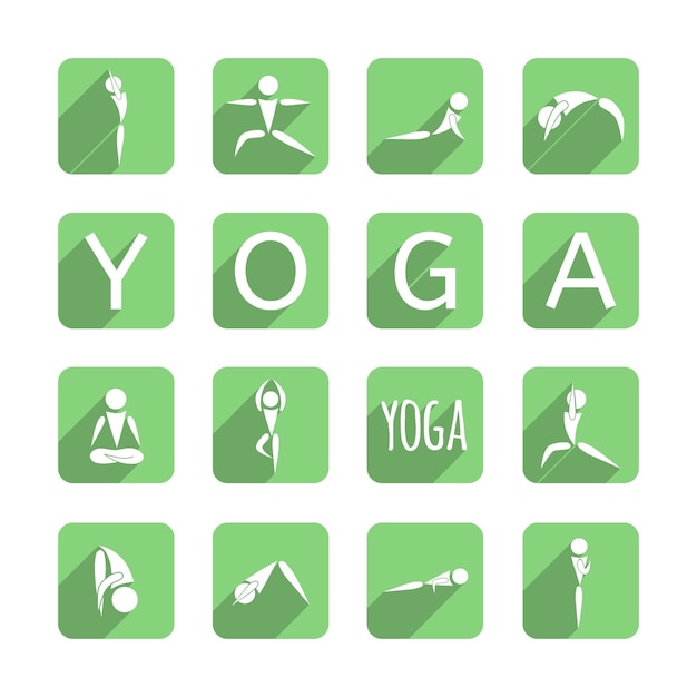 Set of yoga icons