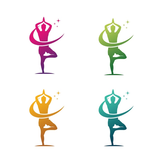 Set of yoga logo template design