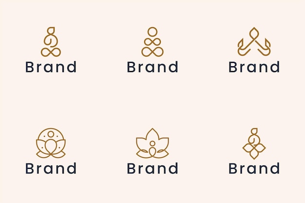 Set of yoga and spa logo vector Free Vector