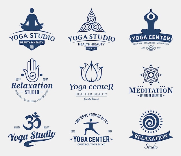 Set of yoga studio and meditation class logo