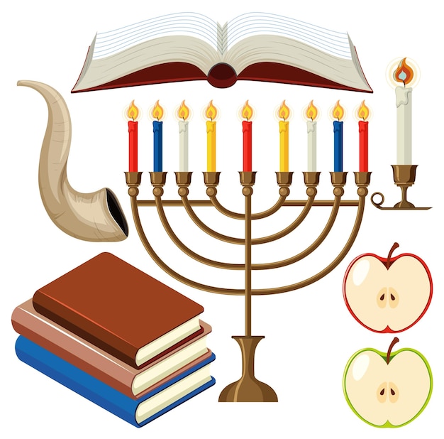 Vector set of yom kippur ceremonial object