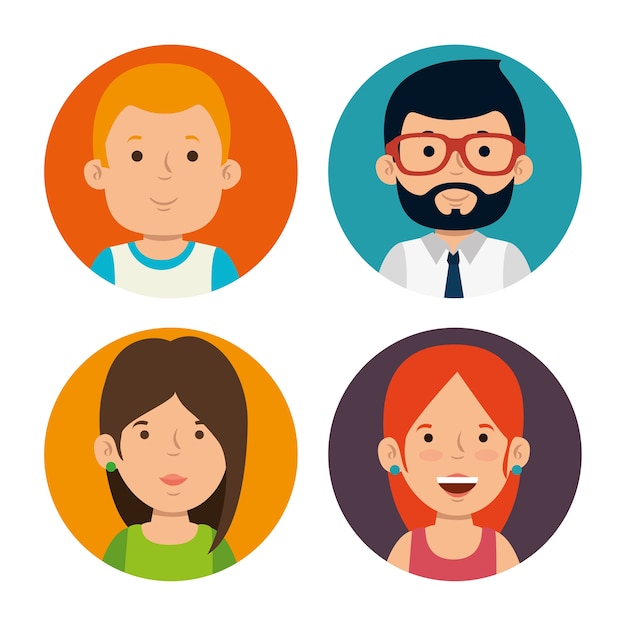 Vector set of young business people