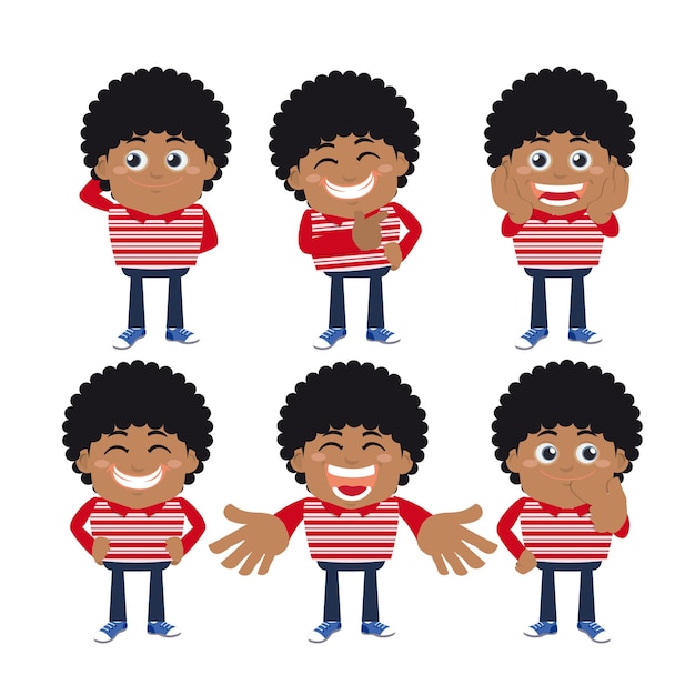 Vector set of young man characters in different poses