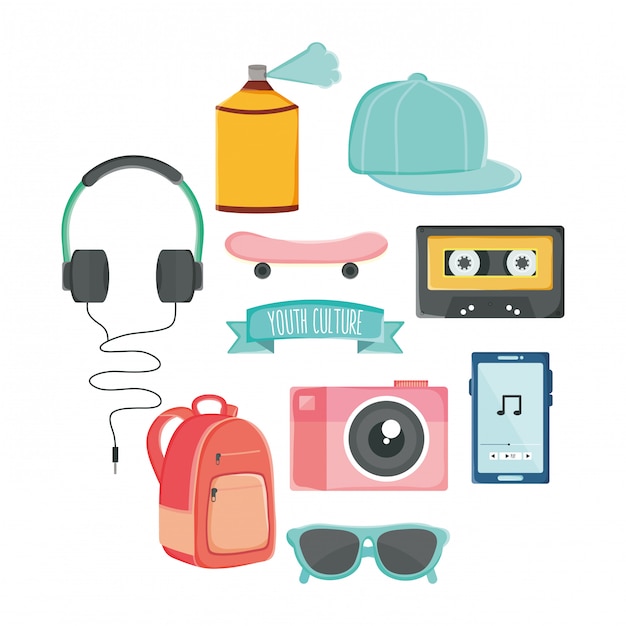 Vector set of youth culture style