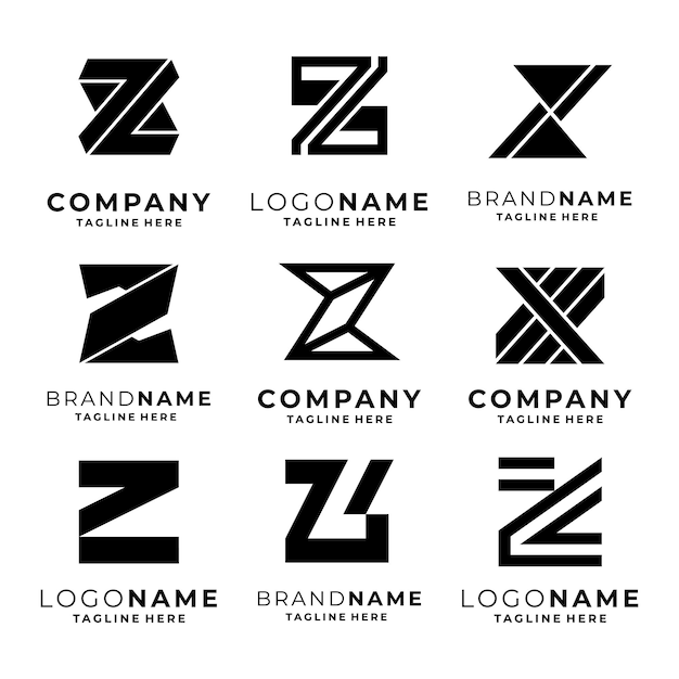 set of z letter logo template vector