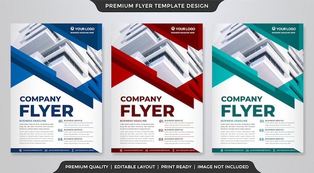 set zakelijke flyer-sjabloon met minimalistische lay-out en modern stijlgebruik voor bedrijfsbrochure
