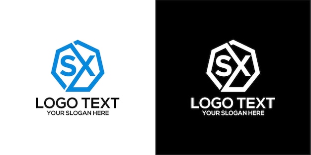 Set zeshoekig logo gecombineerd met letter x en s ontwerpen sjabloon premium vector