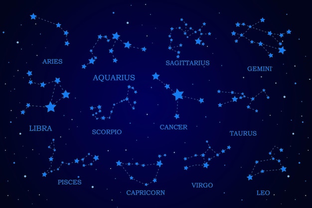 Set of zodiac signs constellation