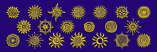 Set zonsymbolen in etnische stijl