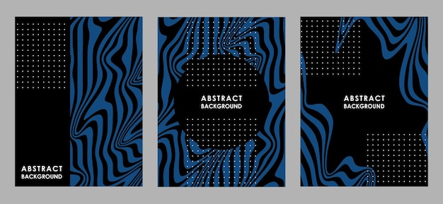 SET ZWARTE ABSTRACTE POSTERS MET BLAUWE STREPEN IN VECTOR