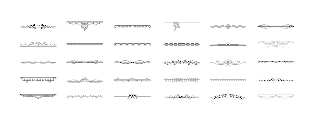 Set zwarte eenvoudige lijn collectie Doodle grens elementen Vector Design stijl schets geïsoleerd