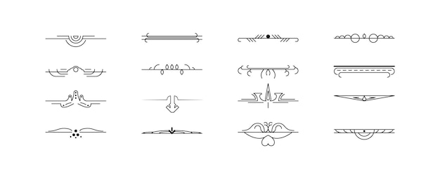 Set zwarte eenvoudige lijn collectie Doodle grens elementen Vector ontwerp stijl schets geïsoleerd Illustra