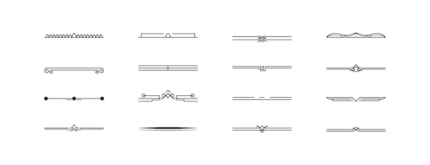 Set zwarte eenvoudige lijn collectie Doodle grens elementen Vector ontwerp stijl schets geïsoleerd Illustra