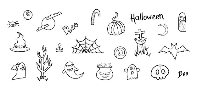 Seth of doodle illustrations for Halloween