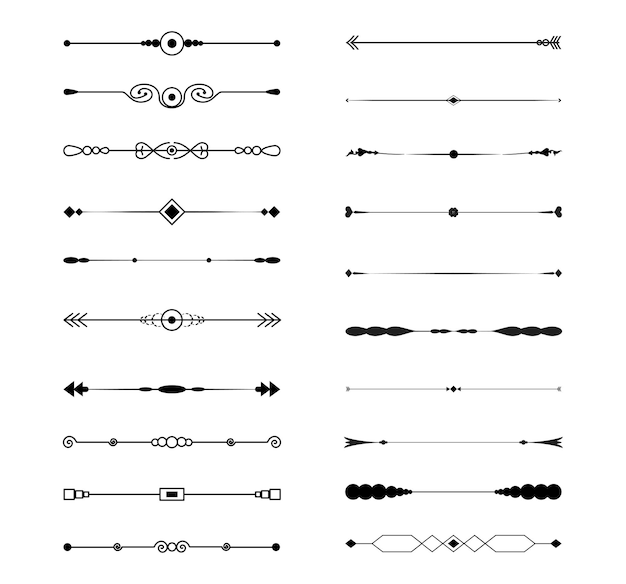 Vettore seth selezione di vari elementi di ornamenti di linea - vector