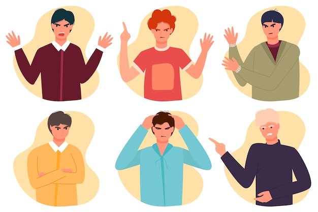 セスの若い男たちは怒り、怒りの感情を表現します。
