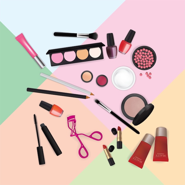 Sets of cosmetics on White Background