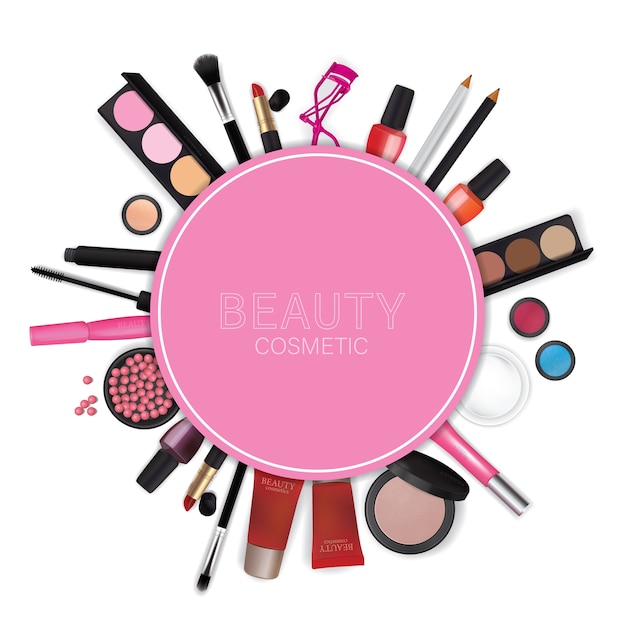 Vector sets of cosmetics on white background