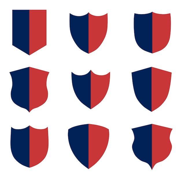 Vector sets of red and blue shields icon