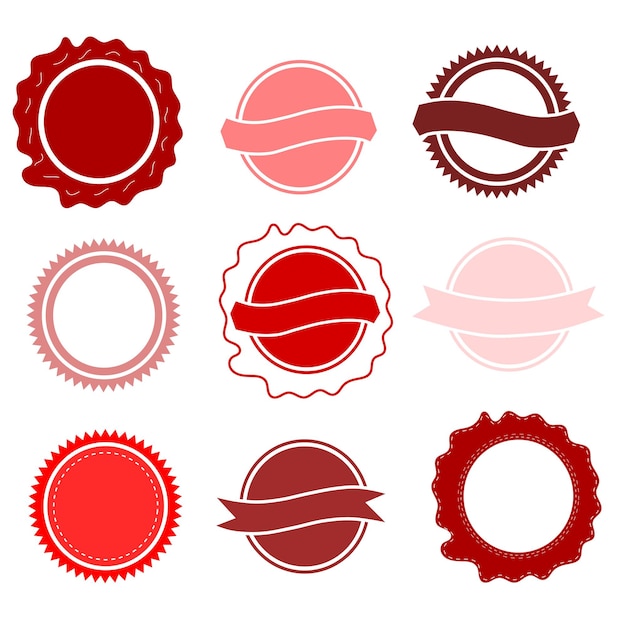 Sets of red color label stamps