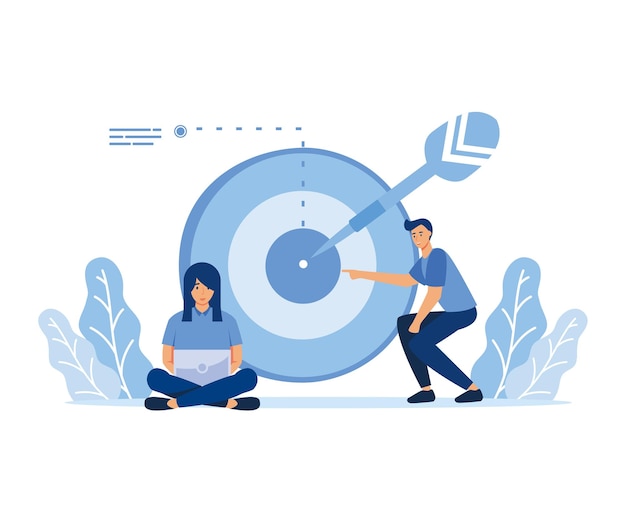 Setting big goal abstract concept vector illustration set focus on success leadership making fast career flat vector modern illustration