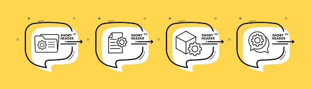 Setting icon set folder and file setup network settings gear support tuning concept infographic timeline with icons and 4 steps vector line icon for business and advertising