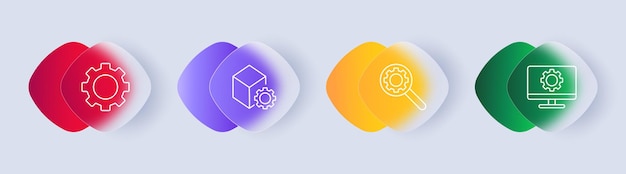 アイコンセット 拡大鏡 グラスモーフィズム ステーブル グラディエント コンピュータモニター チューニング 調整 オープティマイゼーション コンセプト スタイル