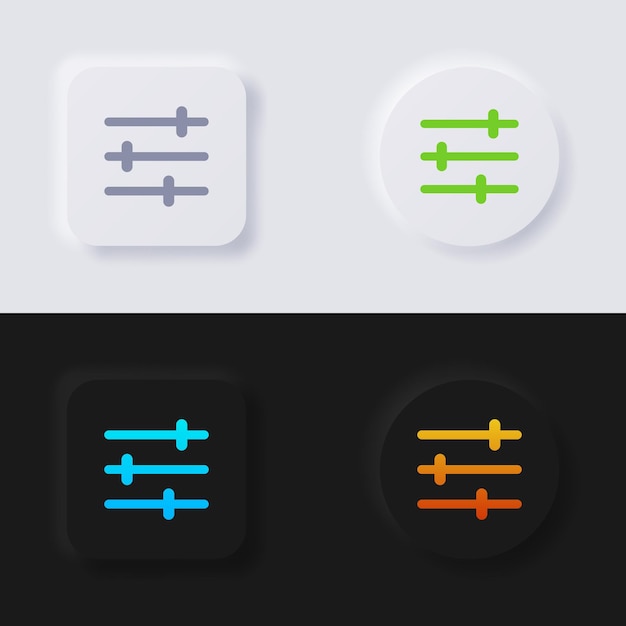 setting symbol or control icon set multicolor neumorphism button soft ui design for web design application ui and more button vector