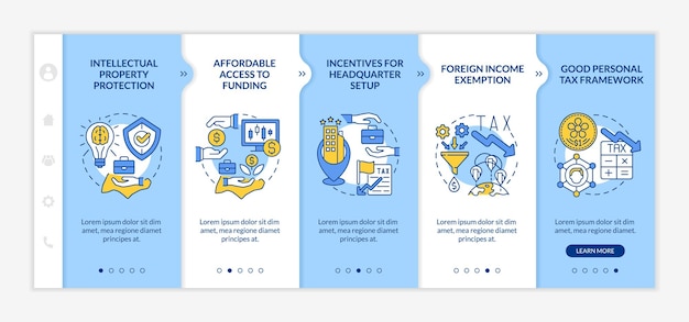 Setting up business in asian country blue and white onboarding template