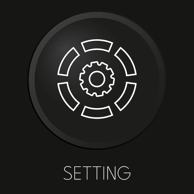 검은 배경에 고립 된 3d 버튼에 설정 벡터 라인 아이콘 Premium 벡터