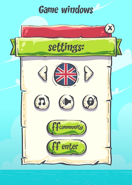 Settings game window the bright Vector illustration