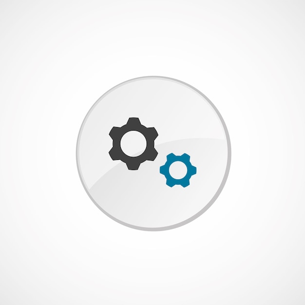 Settings icon 2 colored, gray and blue, circle badge