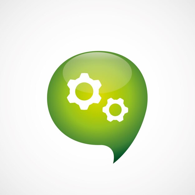 Значок настроек зеленый думаю логотип символ пузыря, изолированные на белом фоне