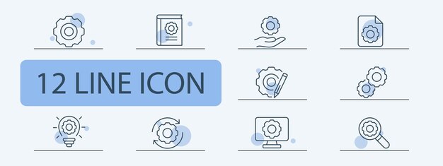 设置图标设置 程序问题 功能亮度设置 设备 智能手机 电脑 设置概念 背景颜色 矢量 12 线图标商业