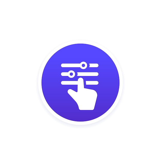 Settings or options icon with hand vector