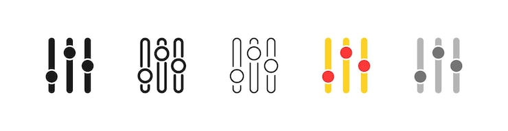 Vector 设置设置图标调整控制调节窗口控制按调整菜单配置列表滑动器应用程序程序业务概念矢量五图标以不同的风格