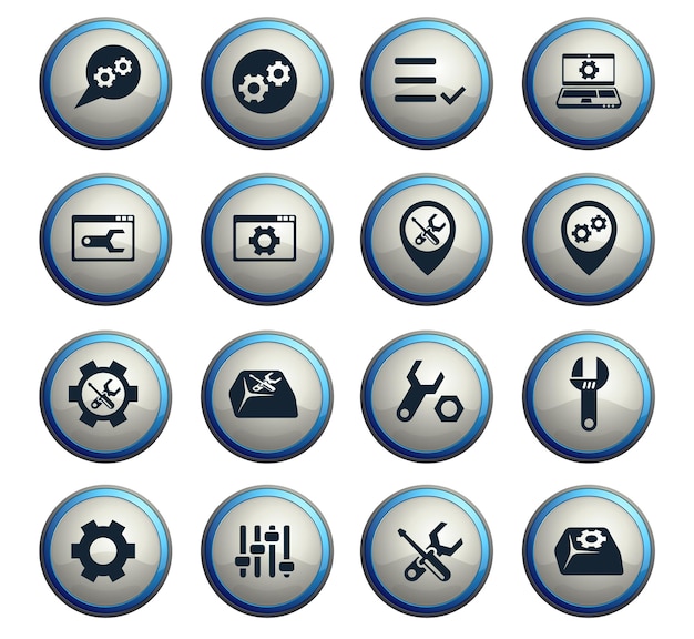 Vector settings vector web icons on round buttons