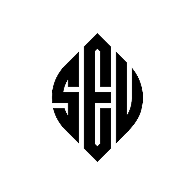 SEU circle letter logo design with circle and ellipse shape SEU ellipse letters with typographic style The three initials form a circle logo SEU Circle Emblem Abstract Monogram Letter Mark Vector