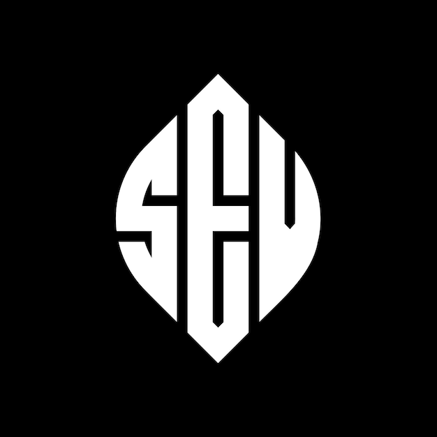 Вектор Дизайн логотипа sev с круглой буквой в форме круга и эллипса sev с эллипсовой буквой в типографическом стиле три инициалы образуют логотип круга sev circle emblem abstract monogram letter mark vector