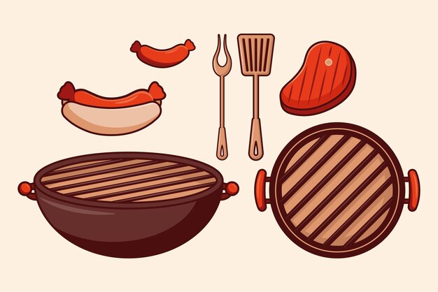 Seven bbq grill icons