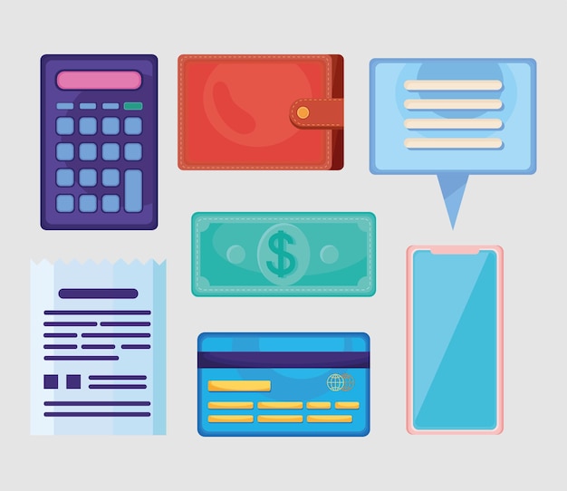 Seven budget management set icons