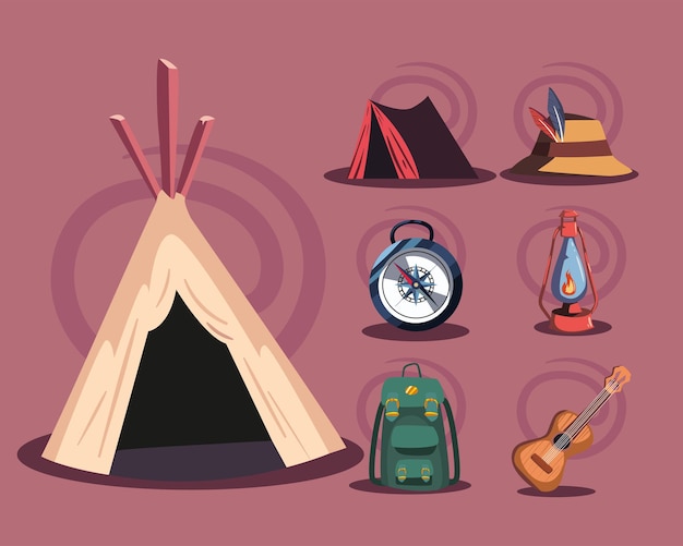 Seven camp icons